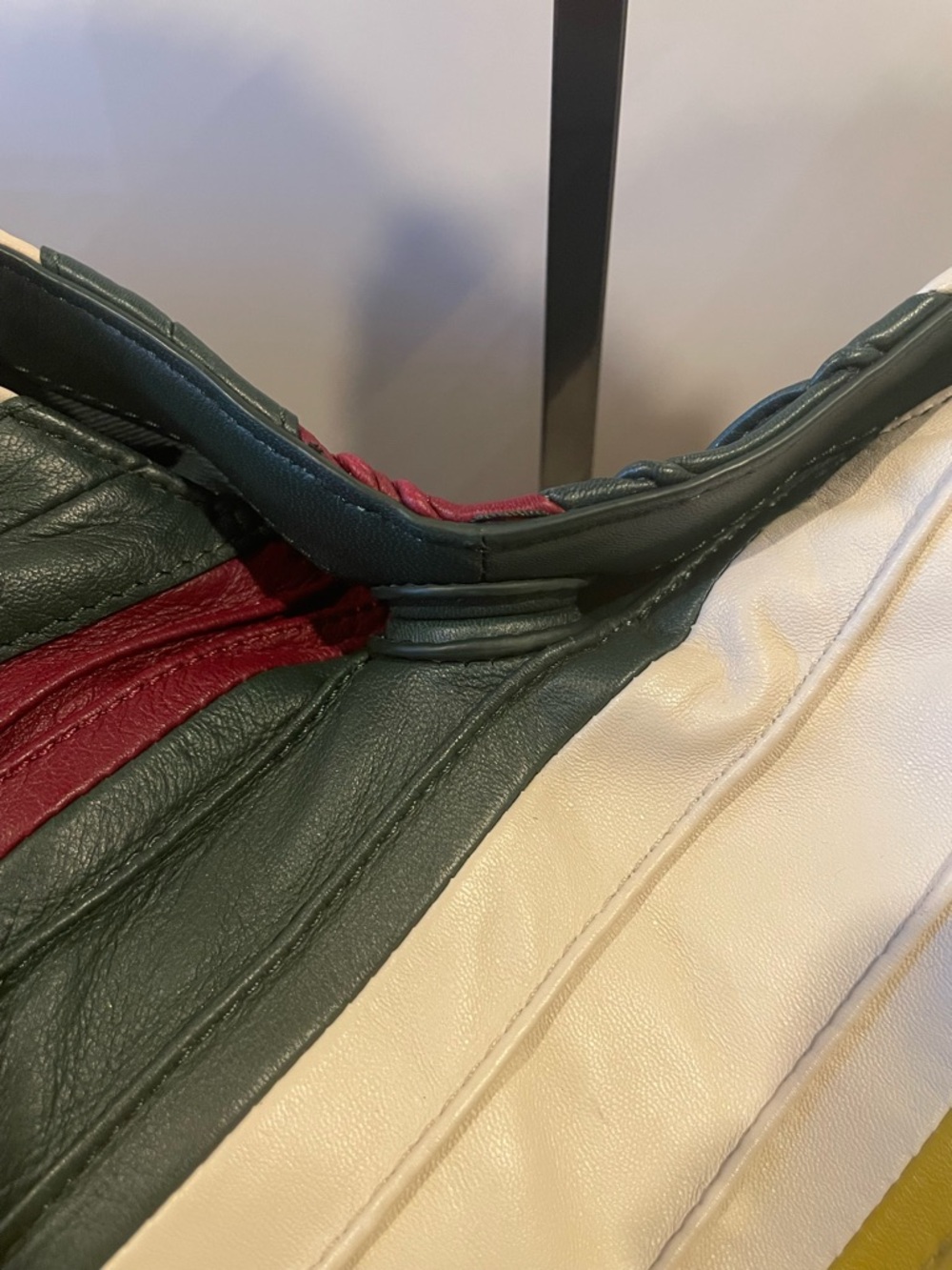Walter Baker Striped Leather Hobo Bag in Green, White & Burgundy - Picture 4 of 9